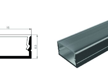 PERFIL ALUMINIO SUPERFICIE 3m + DIFUSOR