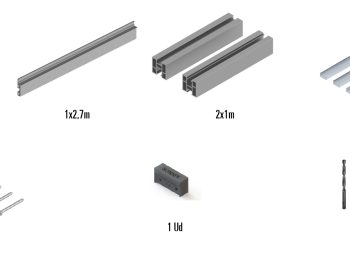 KIT PUERTA ALUMINIO PLEGABLE PIVOTANTE TIRADOR
