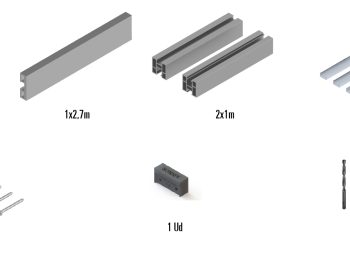 KIT PUERTA ALUMINIO PLEGABLE PIVOTANTE